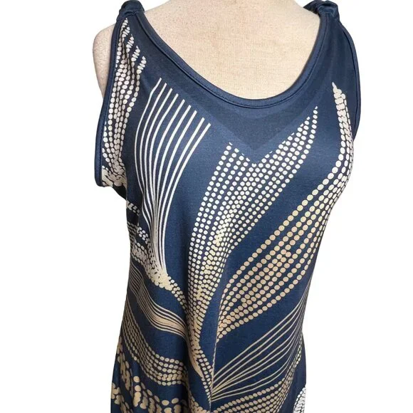 Summer Midi Blue White Tan Lantern Legs Parachute Oversized Baggy Boho - Picture 3 of 12